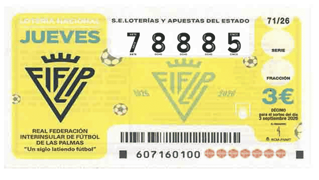 Décimo 78885 del sorteo 71-03/09/2026 Jueves