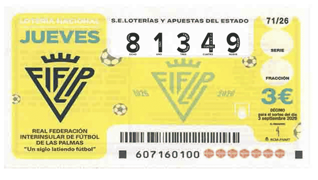 Décimo 81349 del sorteo 71-03/09/2026 Jueves