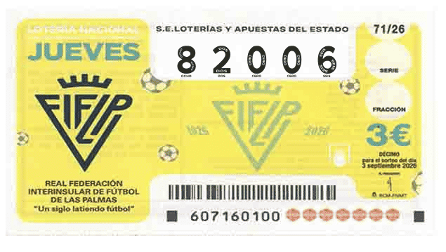 Décimo 82006 del sorteo 71-03/09/2026 Jueves