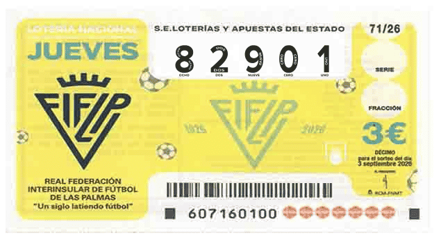 Décimo 82901 del sorteo 71-03/09/2026 Jueves