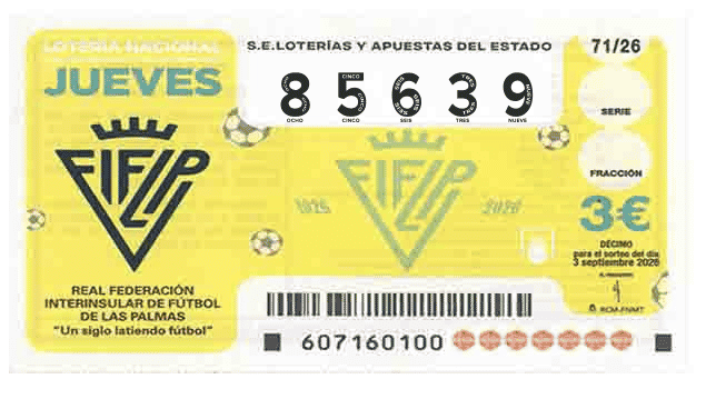 Décimo 85639 del sorteo 71-03/09/2026 Jueves