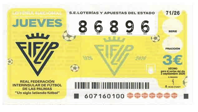 Décimo 86896 del sorteo 71-03/09/2026 Jueves