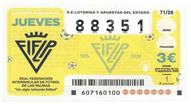 Décimo 88351 del sorteo 71-03/09/2026 Jueves