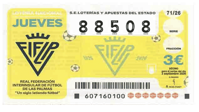 Décimo 88508 del sorteo 71-03/09/2026 Jueves