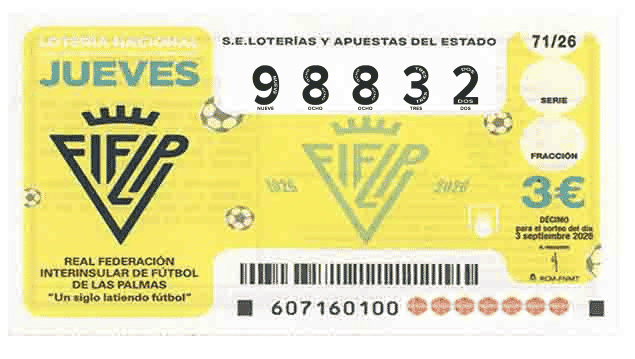 Décimo 98832 del sorteo 71-03/09/2026 Jueves