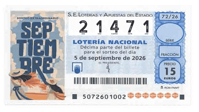 Décimo 21471 del sorteo 72-05/09/2026 Sábado