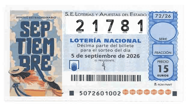 Décimo 21781 del sorteo 72-05/09/2026 Sábado