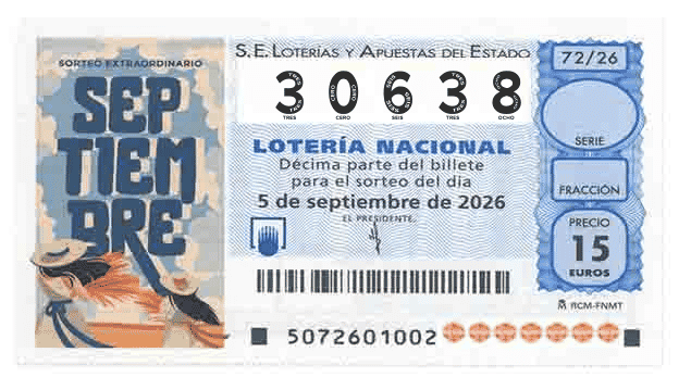 Décimo 30638 del sorteo 72-05/09/2026 Sábado