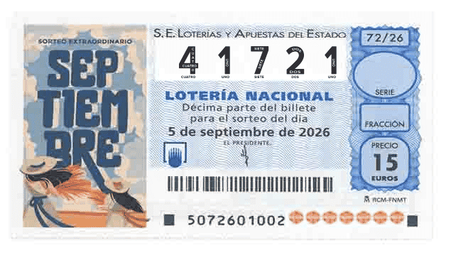 Décimo 41721 del sorteo 72-05/09/2026 Sábado