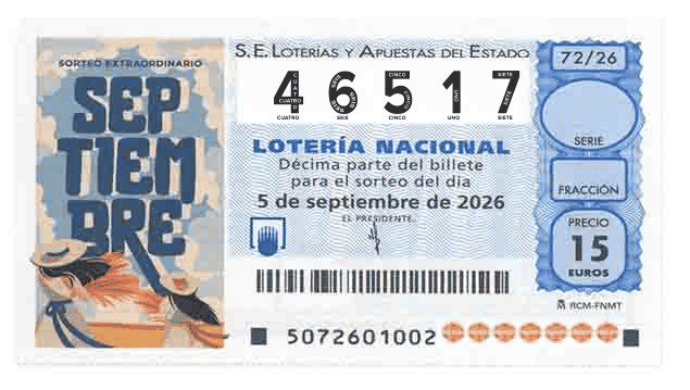 Décimo 46517 del sorteo 72-05/09/2026 Sábado
