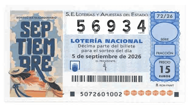 Décimo 56934 del sorteo 72-05/09/2026 Sábado
