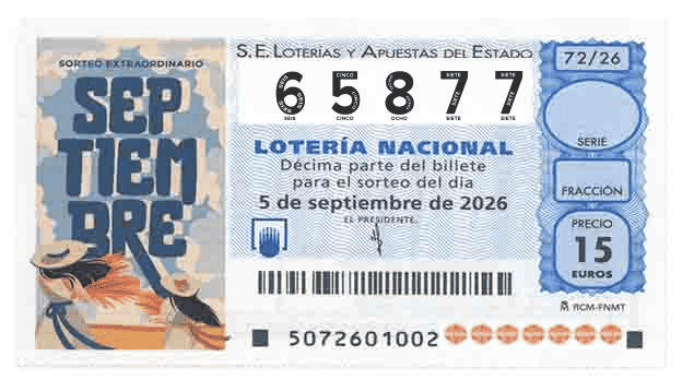 Décimo 65877 del sorteo 72-05/09/2026 Sábado