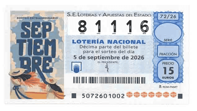 Décimo 81116 del sorteo 72-05/09/2026 Sábado