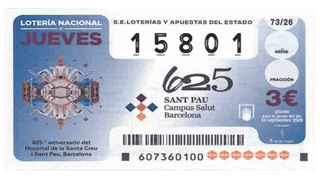 Décimo 15801 del sorteo 73-10/09/2026 Jueves