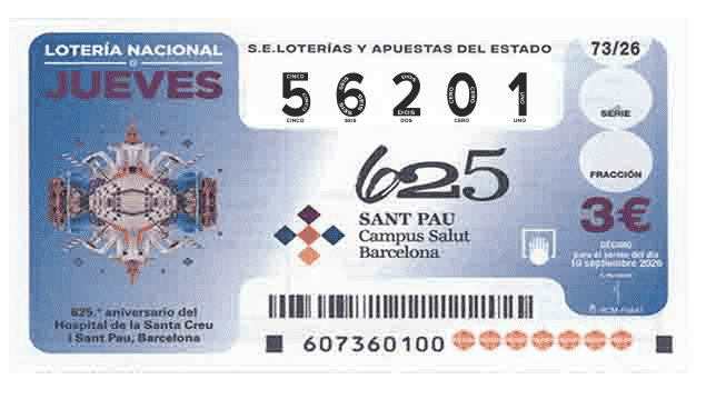 Décimo 56201 del sorteo 73-10/09/2026 Jueves