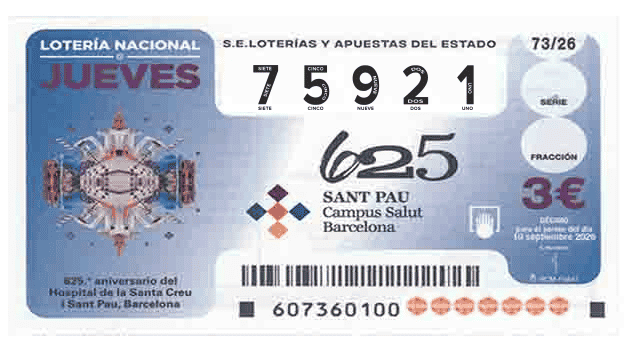 Décimo 75921 del sorteo 73-10/09/2026 Jueves