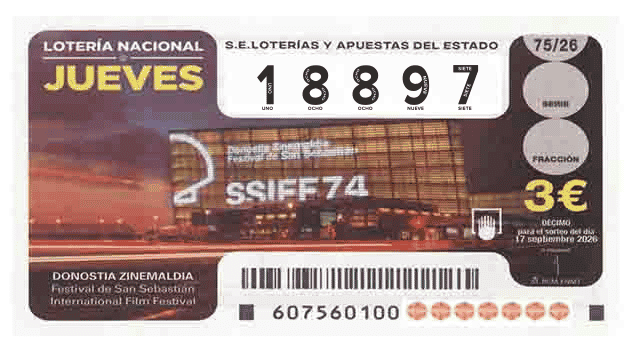 Décimo 18897 del sorteo 75-17/09/2026 Jueves