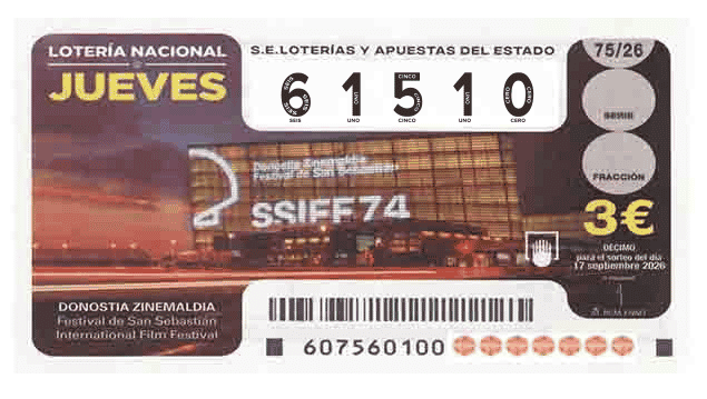 Décimo 61510 del sorteo 75-17/09/2026 Jueves