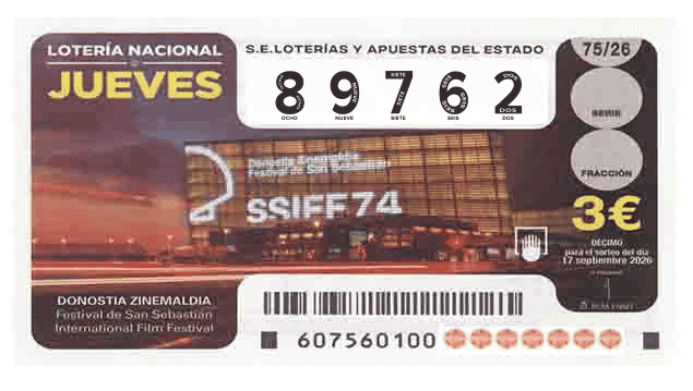 Décimo 89762 del sorteo 75-17/09/2026 Jueves