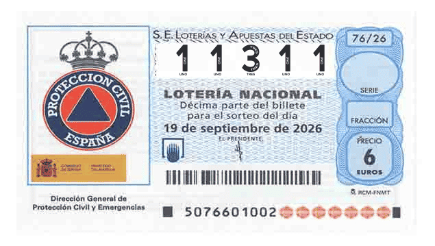 Décimo 11311 del sorteo 76-19/09/2026 Sábado