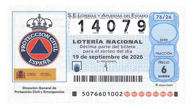 Décimo 14079 del sorteo 76-19/09/2026 Sábado