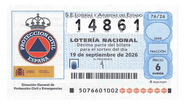 Décimo 14861 del sorteo 76-19/09/2026 Sábado