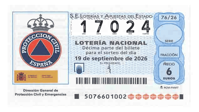 Décimo 17024 del sorteo 76-19/09/2026 Sábado