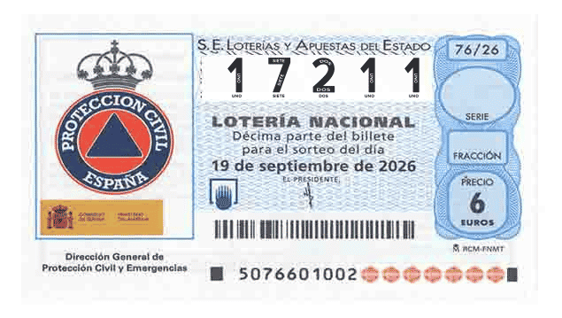Décimo 17211 del sorteo 76-19/09/2026 Sábado
