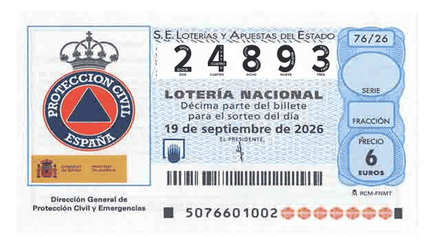 Décimo 24893 del sorteo 76-19/09/2026 Sábado
