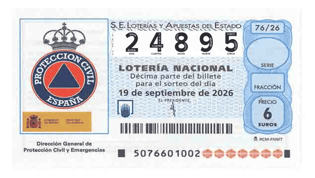 Décimo 24895 del sorteo 76-19/09/2026 Sábado