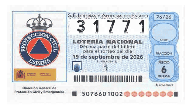 Décimo 31771 del sorteo 76-19/09/2026 Sábado