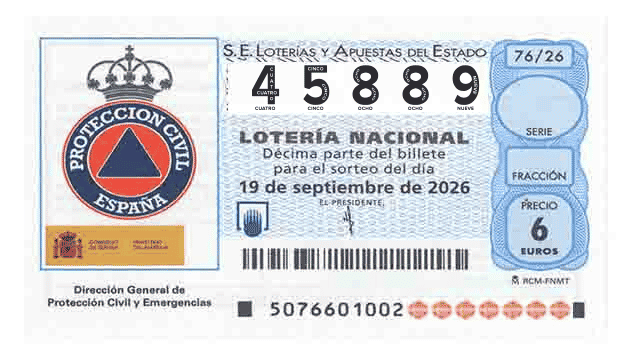 Décimo 45889 del sorteo 76-19/09/2026 Sábado