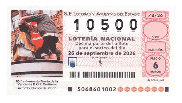 Décimo 10500 del sorteo 78-26/09/2026 Sábado