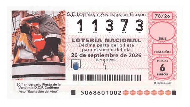 Décimo 11373 del sorteo 78-26/09/2026 Sábado