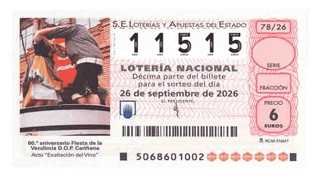Décimo 11515 del sorteo 78-26/09/2026 Sábado