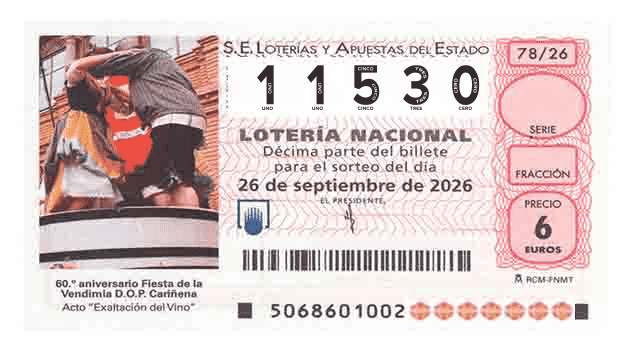 Décimo 11530 del sorteo 78-26/09/2026 Sábado