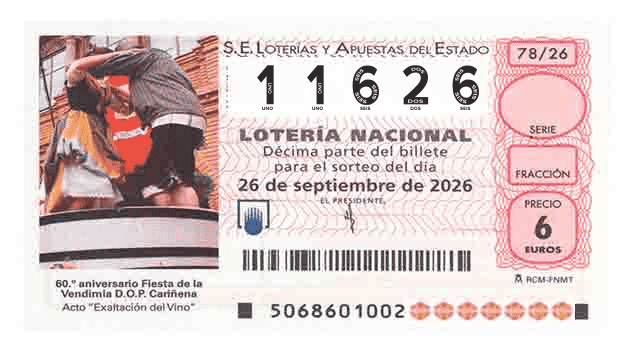 Décimo 11626 del sorteo 78-26/09/2026 Sábado