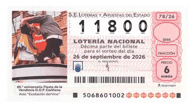 Décimo 11800 del sorteo 78-26/09/2026 Sábado