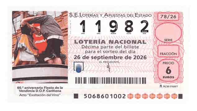 Décimo 11982 del sorteo 78-26/09/2026 Sábado