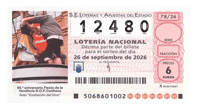 Décimo 12480 del sorteo 78-26/09/2026 Sábado