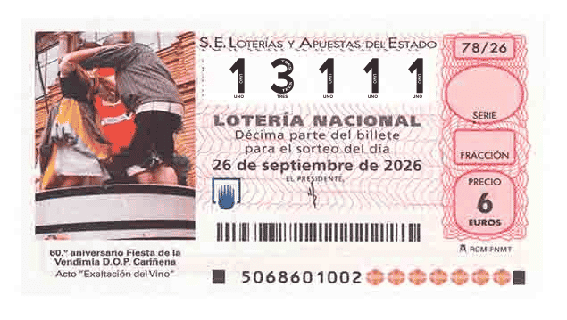 Décimo 13111 del sorteo 78-26/09/2026 Sábado