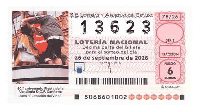Décimo 13623 del sorteo 78-26/09/2026 Sábado