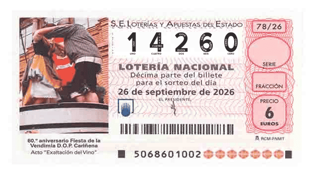 Décimo 14260 del sorteo 78-26/09/2026 Sábado