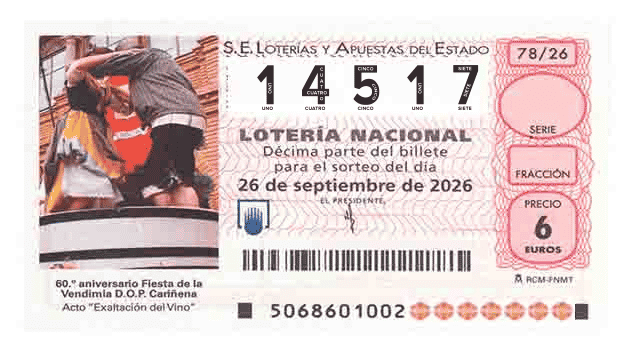 Décimo 14517 del sorteo 78-26/09/2026 Sábado