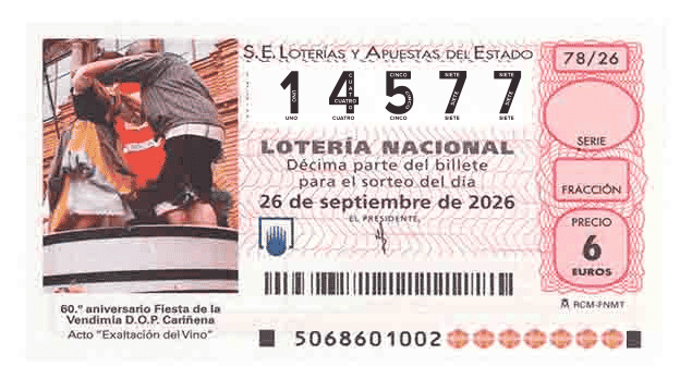 Décimo 14577 del sorteo 78-26/09/2026 Sábado