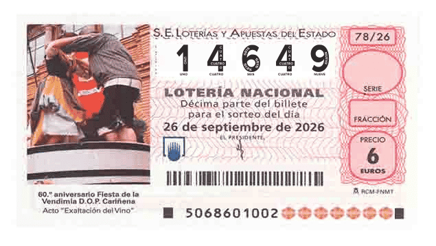 Décimo 14649 del sorteo 78-26/09/2026 Sábado
