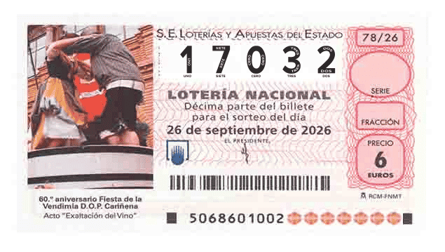 Décimo 17032 del sorteo 78-26/09/2026 Sábado