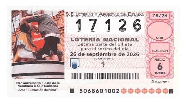 Décimo 17126 del sorteo 78-26/09/2026 Sábado
