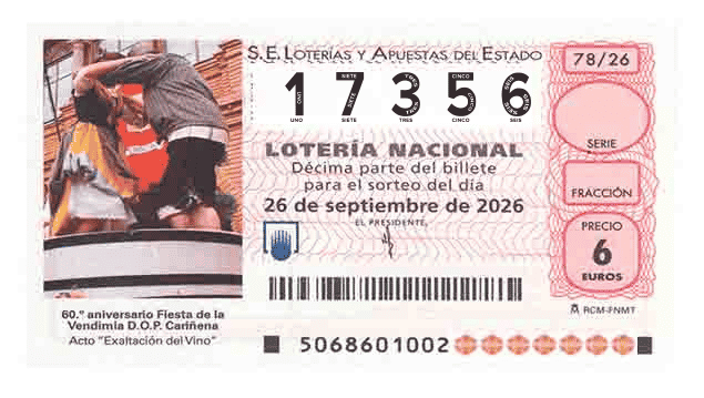 Décimo 17356 del sorteo 78-26/09/2026 Sábado