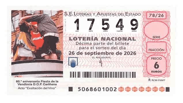 Décimo 17549 del sorteo 78-26/09/2026 Sábado